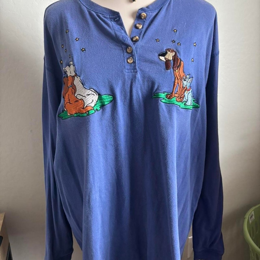 vintage Disney Catalog long sleeve henley embroidered Lady and the Tramp